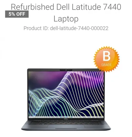 Latitude 7440 refurbished Grade A (i7-1365U/32GB/512GB), 쿠폰적용가 $488.33